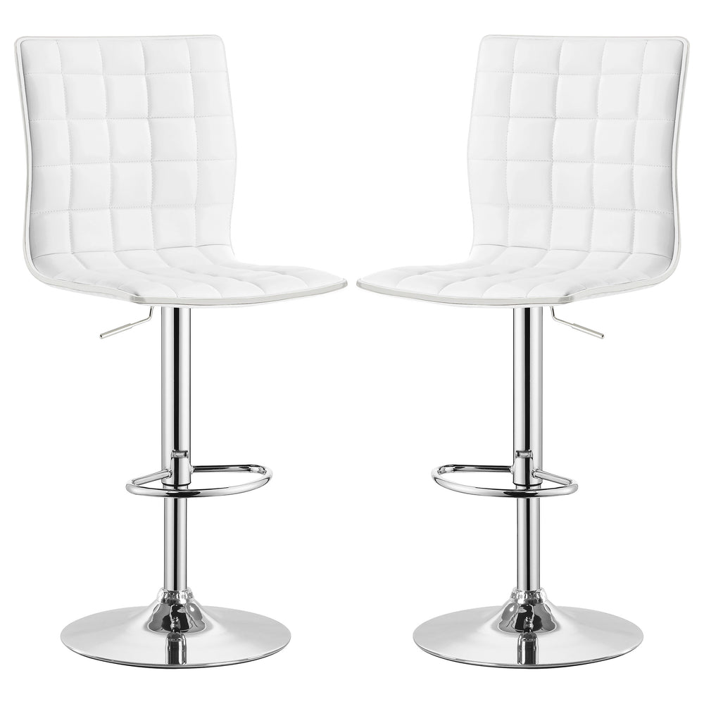 English Elm Ashbury White Upholstered Adjustable Bar Stool Set of 2 — Sleek Leatherette, Crystal Hardware, Modern Comfort B062P344904