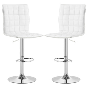 English Elm Ashbury White Upholstered Adjustable Bar Stool Set of 2 — Sleek Leatherette, Crystal Hardware, Modern Comfort B062P344904