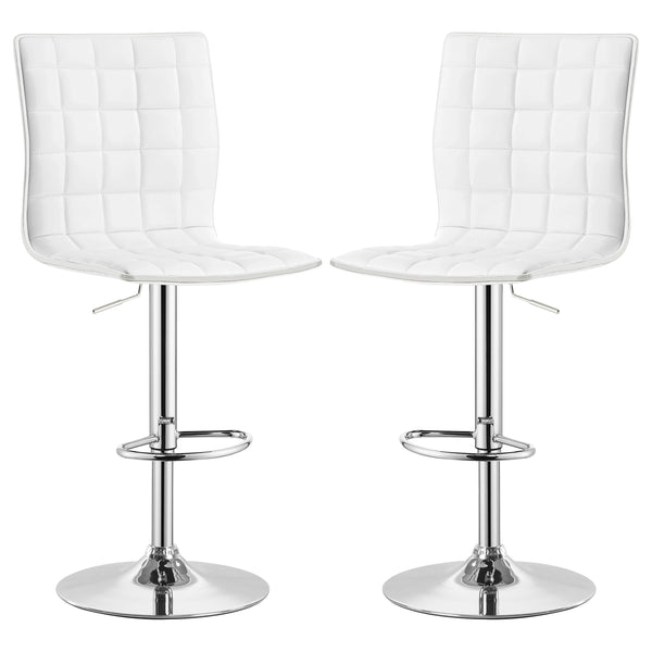 English Elm Ashbury White Upholstered Adjustable Bar Stool Set of 2 — Sleek Leatherette, Crystal Hardware, Modern Comfort B062P344904