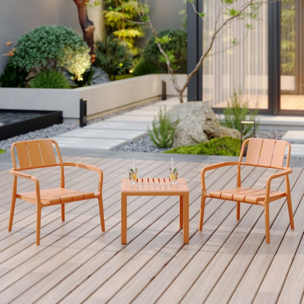 English Elm 2-Piece Pp Single-Seater Chairs & Coffee Table Set – Stylish Indoor/Outdoor Furniture, Easy Setup! W3450P323335