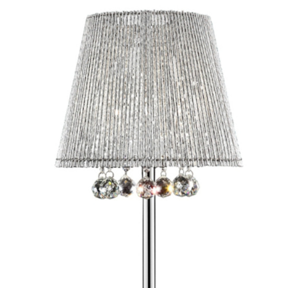 English Elm 27.5" Dreamer Table Lamp with Crystal Beading & Chrome Empire Shade, 27.5" Tall Elegant Accent Lamp B072116225