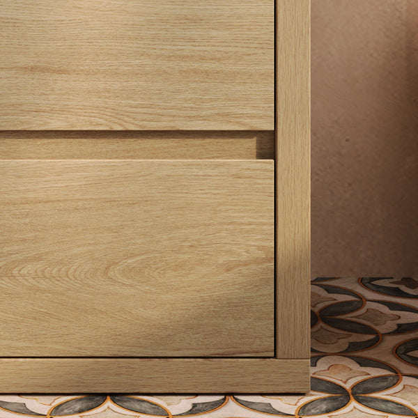English Elm Christopher Knight Home® - 30" Bathroom Vanity with Ceramic Sink, 2 Soft-Close Full-Extension Drawers, Handle-Free 45° Design, Durable MDF Natural N817P280549N