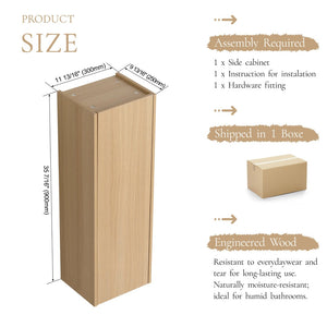 English Elm 12 Inch Oak Wall Mounted Cabinet Soft Close Door Narrow Bathroom Study Storage Unit W1972P457942