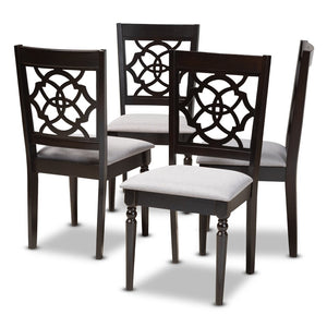 Baxton Studio Baxton Studio Renaud Set of 4 Modern Grey Fabric Dining Chairs with Espresso Wood Frame Elegance RH332C-Grey/Dark Brown-DC-4PK