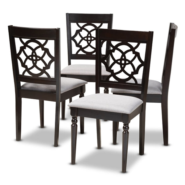 Baxton Studio Baxton Studio Renaud Set of 4 Modern Grey Fabric Dining Chairs with Espresso Wood Frame Elegance RH332C-Grey/Dark Brown-DC-4PK
