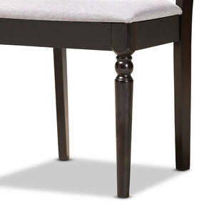 Baxton Studio Baxton Sadie 5-Piece Modern Dining Set with Grey Upholstered Chairs and Dark Brown Wood Table Sadie-Grey/Dark Brown-5PC Dining Set