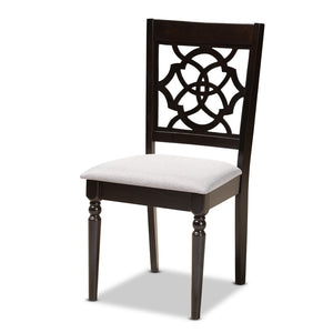 Baxton Studio Baxton Eliza 5-Piece Modern Dining Set with Grey Upholstered Chairs & Walnut-Brown Table Finish Eliza-Grey/Dark Brown-5PC Dining Set