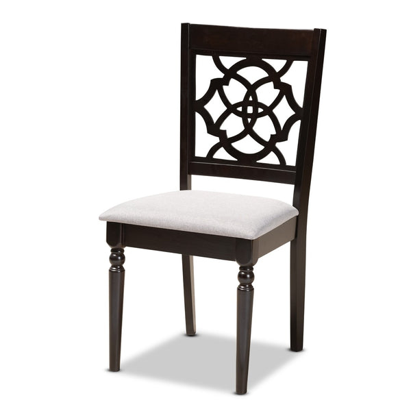 Baxton Studio Baxton Eliza 5-Piece Modern Dining Set with Grey Upholstered Chairs & Walnut-Brown Table Finish Eliza-Grey/Dark Brown-5PC Dining Set
