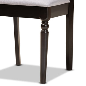 Baxton Studio Baxton Eliza 5-Piece Modern Dining Set with Grey Upholstered Chairs & Walnut-Brown Table Finish Eliza-Grey/Dark Brown-5PC Dining Set