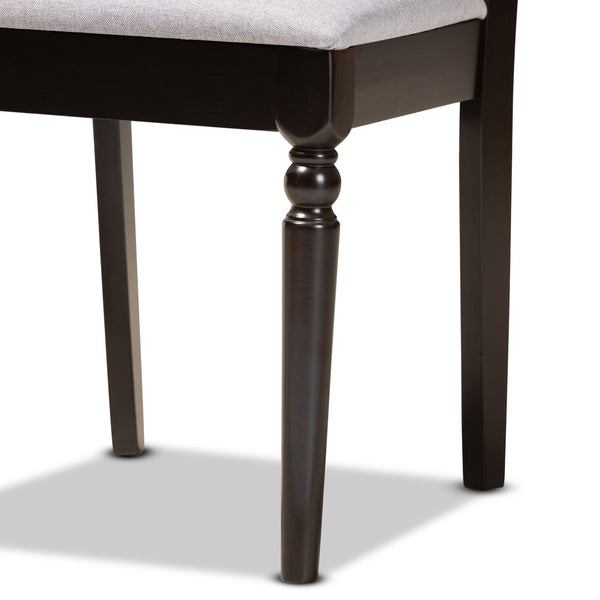 Baxton Studio Baxton Eliza 5-Piece Modern Dining Set with Grey Upholstered Chairs & Walnut-Brown Table Finish Eliza-Grey/Dark Brown-5PC Dining Set