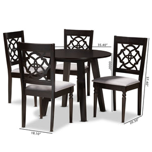 Baxton Studio Baxton Eliza 5-Piece Modern Dining Set with Grey Upholstered Chairs & Walnut-Brown Table Finish Eliza-Grey/Dark Brown-5PC Dining Set