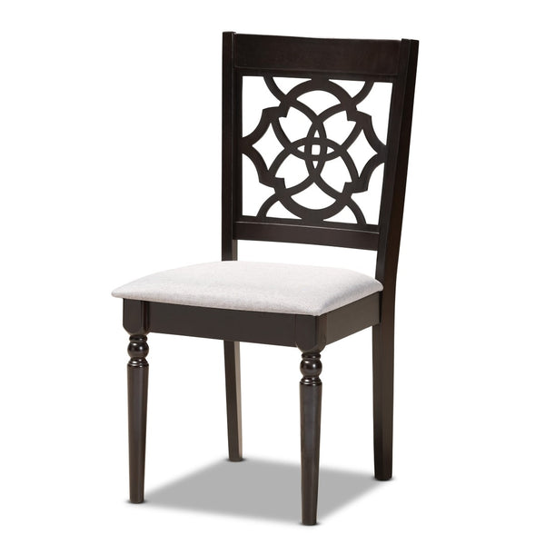 Baxton Studio Baxton Studio Tonia 5-Piece Modern Grey Fabric Dining Set with Round Table & Stylish Chairs Tonia-Grey/Dark Brown-5PC Dining Set