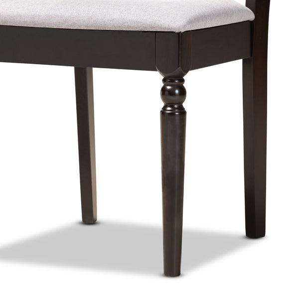 Baxton Studio Baxton Studio Tonia 5-Piece Modern Grey Fabric Dining Set with Round Table & Stylish Chairs Tonia-Grey/Dark Brown-5PC Dining Set