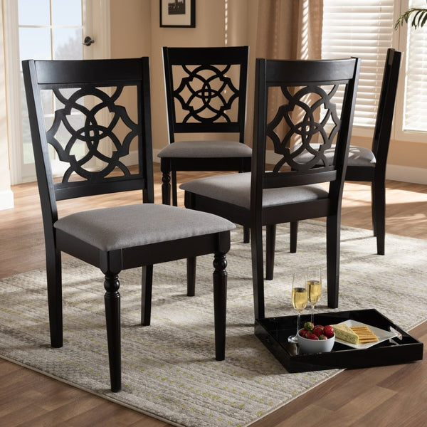 Baxton Studio Baxton Studio Renaud Set of 4 Modern Grey Fabric Dining Chairs with Espresso Wood Frame Elegance RH332C-Grey/Dark Brown-DC-4PK