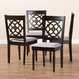 Baxton Studio Baxton Studio Renaud Set of 4 Modern Grey Fabric Dining Chairs with Espresso Wood Frame Elegance RH332C-Grey/Dark Brown-DC-4PK