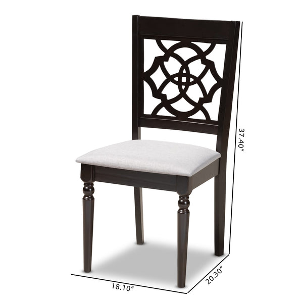 Baxton Studio Baxton Studio Renaud Set of 4 Modern Grey Fabric Dining Chairs with Espresso Wood Frame Elegance RH332C-Grey/Dark Brown-DC-4PK