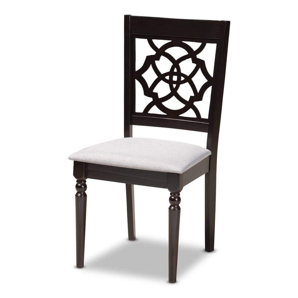 Baxton Studio Baxton Renaud 5-Piece Modern Grey Fabric Dining Set with Espresso Oak Finish for Elegant Spaces RH332C-Grey/Dark Brown-5PC Dining Set