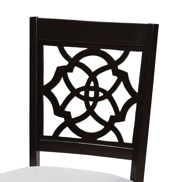 Baxton Studio Baxton Renaud 5-Piece Modern Grey Fabric Dining Set with Espresso Oak Finish for Elegant Spaces RH332C-Grey/Dark Brown-5PC Dining Set