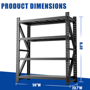 English Elm Heavy Gauge Steel Garage Shelving Unit 4000lb Industrial Storage Rack Four Shelves W2735P457278