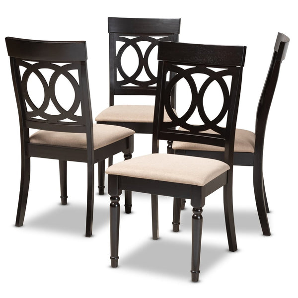Baxton Studio Baxton Lucie Modern Dining Chair Set of 4 - Sand Fabric Upholstered with Espresso Brown Oak Frame RH333C-Sand/Dark Brown-DC-4PK