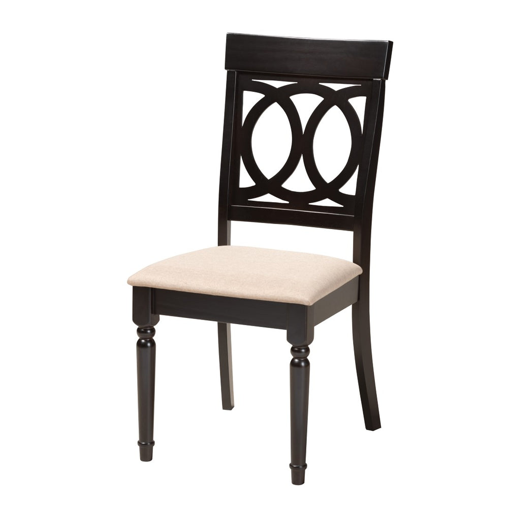 Baxton Studio Baxton Charlotte 5-Piece Modern Dining Set in Beige Fabric & Dark Brown Wood - Stylish & Compact Evelyn-Sand/Dark Brown-5PC Dining Set