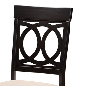 Baxton Studio Baxton Estelle 5-Piece Modern Dining Set with Round Table & Plush Beige Chairs for Stylish Spaces Estelle-Sand/Dark Brown-5PC Dining Set