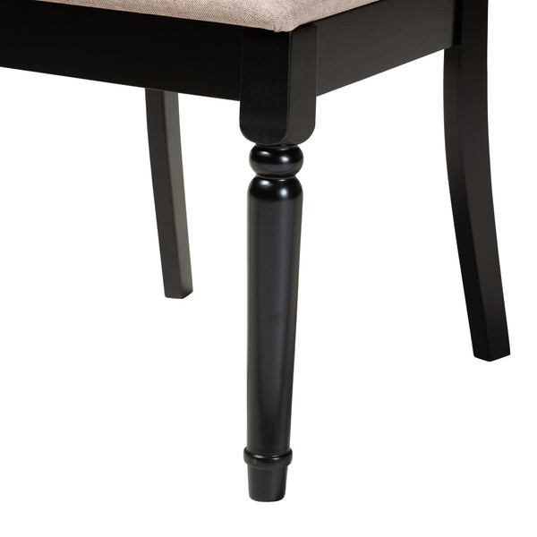 Baxton Studio Baxton Estelle 5-Piece Modern Dining Set with Round Table & Plush Beige Chairs for Stylish Spaces Estelle-Sand/Dark Brown-5PC Dining Set