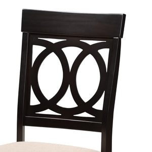 Baxton Studio Baxton Studio Angie Modern 5-Piece Dining Set with Plush Sand Fabric Chairs & Stylish Round Table Angie-Sand/Dark Brown-5PC Dining Set