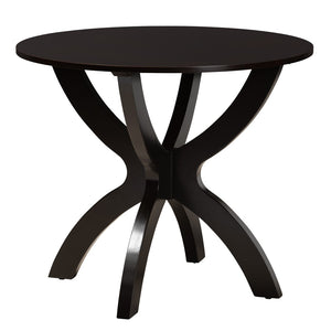 Baxton Studio Baxton Studio Velia 5-Piece Modern Dining Set with Sand Fabric Chairs and Elegant Round Table Design Velia-Sand/Dark Brown-5PC Dining Set