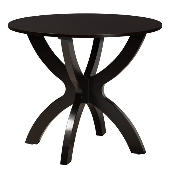 Baxton Studio Baxton Studio Velia 5-Piece Modern Dining Set with Sand Fabric Chairs and Elegant Round Table Design Velia-Sand/Dark Brown-5PC Dining Set