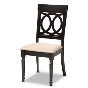 Baxton Studio Baxton Studio Lucie 5-Piece Modern Dining Set - Espresso Oak Table & Sand Upholstered Chairs for Comfort RH333C-Sand/Dark Brown-5PC Dining Set