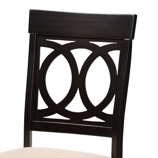 Baxton Studio Baxton Studio Lucie 5-Piece Modern Dining Set - Espresso Oak Table & Sand Upholstered Chairs for Comfort RH333C-Sand/Dark Brown-5PC Dining Set