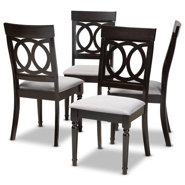 Baxton Studio Baxton Studio Lucie Modern Dining Chair Set of 4 - Grey Upholstered with Espresso Wood Finish, Durable Design RH333C-Grey/Dark Brown-DC-4PK