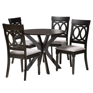 Baxton Studio Baxton Studio Jessie Modern 5-Piece Dining Set - Stylish Grey Fabric & Dark Brown Wood for Any Space Jessie-Grey/Dark Brown-5PC Dining Set