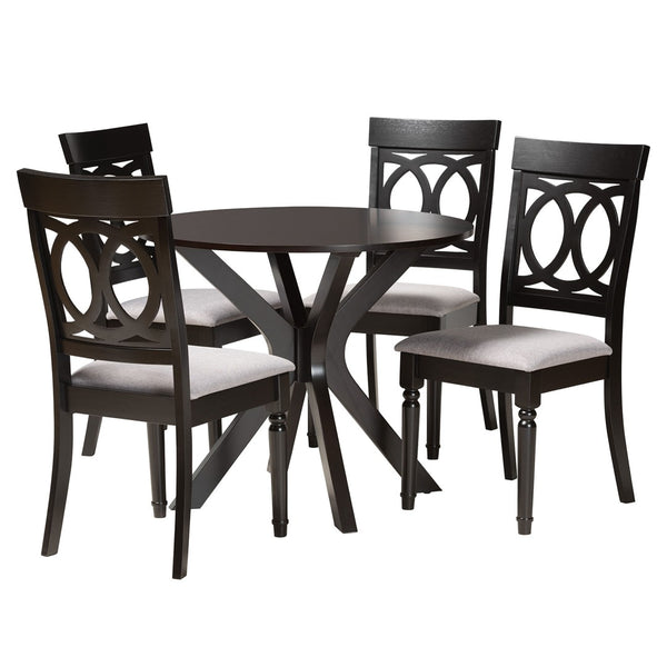 Baxton Studio Baxton Studio Jessie Modern 5-Piece Dining Set - Stylish Grey Fabric & Dark Brown Wood for Any Space Jessie-Grey/Dark Brown-5PC Dining Set