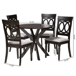 Baxton Studio Baxton Studio Jessie Modern 5-Piece Dining Set - Stylish Grey Fabric & Dark Brown Wood for Any Space Jessie-Grey/Dark Brown-5PC Dining Set