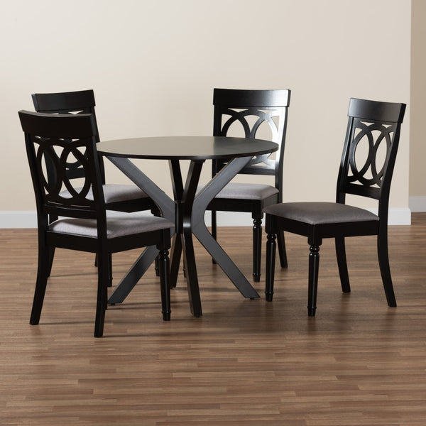 Baxton Studio Baxton Studio Jessie Modern 5-Piece Dining Set - Stylish Grey Fabric & Dark Brown Wood for Any Space Jessie-Grey/Dark Brown-5PC Dining Set