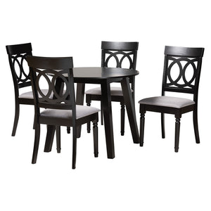 Baxton Studio Baxton Studio Charlotte Modern 5-Piece Grey Fabric Dining Set with Stylish Wood Accents Charlotte-Grey/Dark Brown-5PC Dining Set