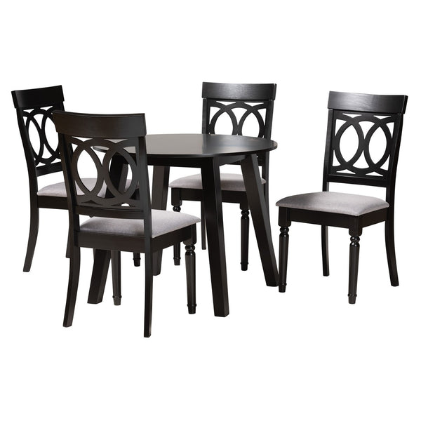 Baxton Studio Baxton Studio Charlotte Modern 5-Piece Grey Fabric Dining Set with Stylish Wood Accents Charlotte-Grey/Dark Brown-5PC Dining Set