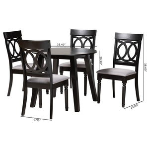 Baxton Studio Baxton Studio Charlotte Modern 5-Piece Grey Fabric Dining Set with Stylish Wood Accents Charlotte-Grey/Dark Brown-5PC Dining Set