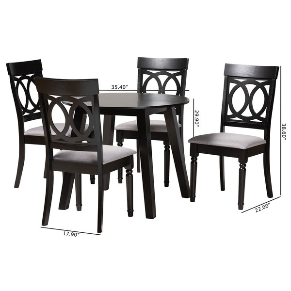 Baxton Studio Baxton Studio Charlotte Modern 5-Piece Grey Fabric Dining Set with Stylish Wood Accents Charlotte-Grey/Dark Brown-5PC Dining Set