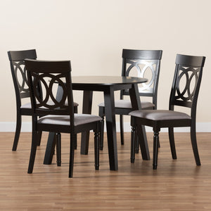 Baxton Studio Baxton Studio Charlotte Modern 5-Piece Grey Fabric Dining Set with Stylish Wood Accents Charlotte-Grey/Dark Brown-5PC Dining Set