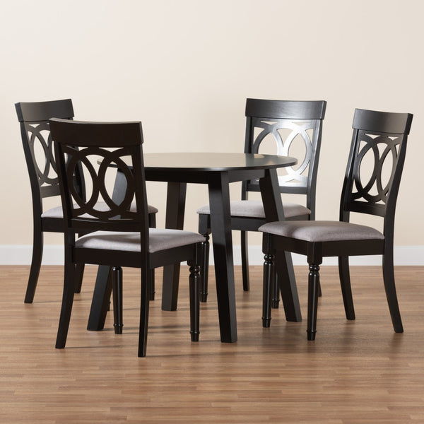 Baxton Studio Baxton Studio Charlotte Modern 5-Piece Grey Fabric Dining Set with Stylish Wood Accents Charlotte-Grey/Dark Brown-5PC Dining Set