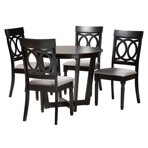 Baxton Studio Baxton Studio Estelle 5-Piece Modern Dining Set with Grey Fabric Chairs & Unique Round Table Design Estelle-Grey/Dark Brown-5PC Dining Set