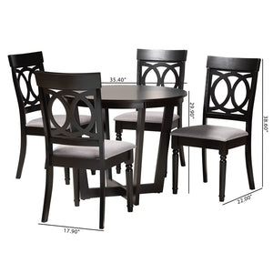 Baxton Studio Baxton Studio Estelle 5-Piece Modern Dining Set with Grey Fabric Chairs & Unique Round Table Design Estelle-Grey/Dark Brown-5PC Dining Set