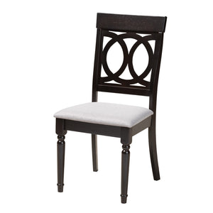 Baxton Studio Baxton Studio Estelle 5-Piece Modern Dining Set with Grey Fabric Chairs & Unique Round Table Design Estelle-Grey/Dark Brown-5PC Dining Set