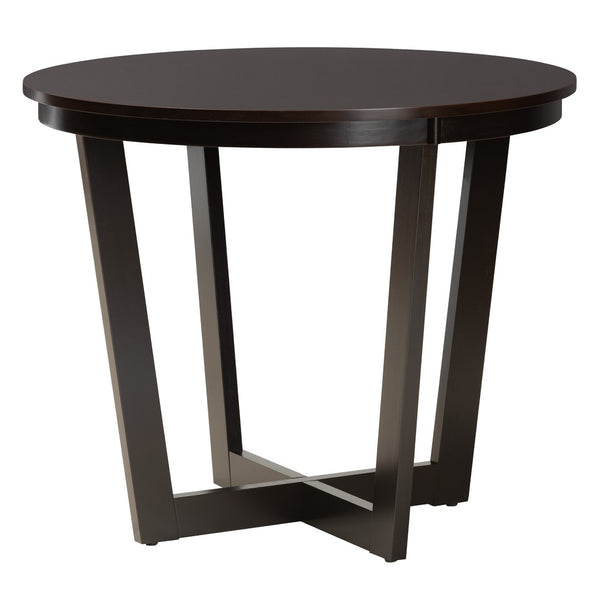 Baxton Studio Baxton Studio Estelle 5-Piece Modern Dining Set with Grey Fabric Chairs & Unique Round Table Design Estelle-Grey/Dark Brown-5PC Dining Set