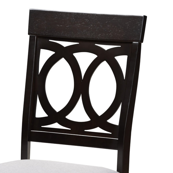 Baxton Studio Baxton Studio Estelle 5-Piece Modern Dining Set with Grey Fabric Chairs & Unique Round Table Design Estelle-Grey/Dark Brown-5PC Dining Set