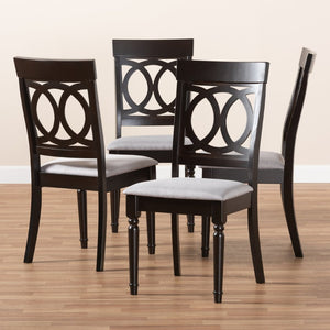 Baxton Studio Baxton Studio Lucie Modern Dining Chair Set of 4 - Grey Upholstered with Espresso Wood Finish, Durable Design RH333C-Grey/Dark Brown-DC-4PK