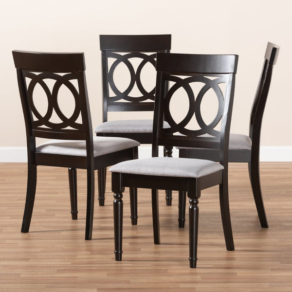 Baxton Studio Baxton Studio Lucie Modern Dining Chair Set of 4 - Grey Upholstered with Espresso Wood Finish, Durable Design RH333C-Grey/Dark Brown-DC-4PK
